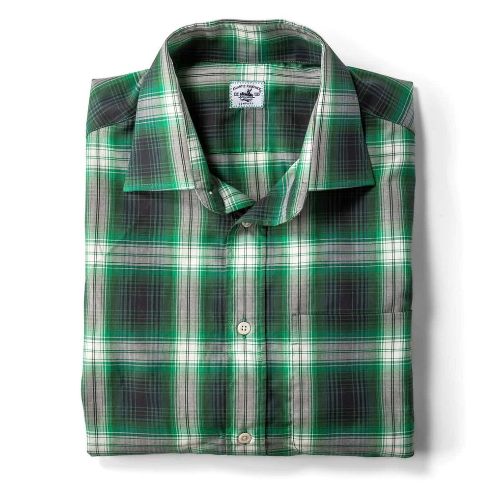 Captain's Uniform Cotton Shirt - in Green Plaid Shirts Atlantic Rancher Company S  