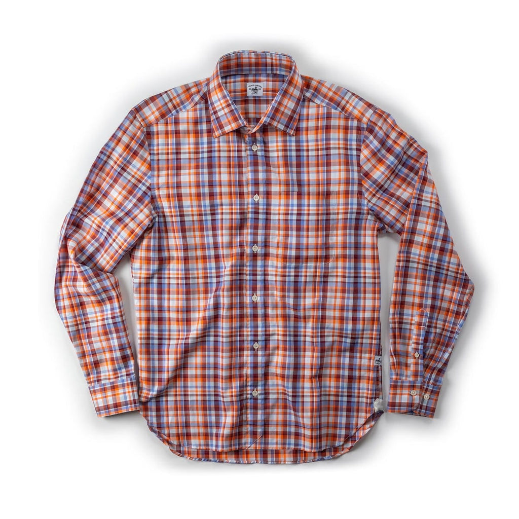 Captain's Uniform Cotton Shirt - in Orange Blue Plaid Shirts Atlantic Rancher Company   