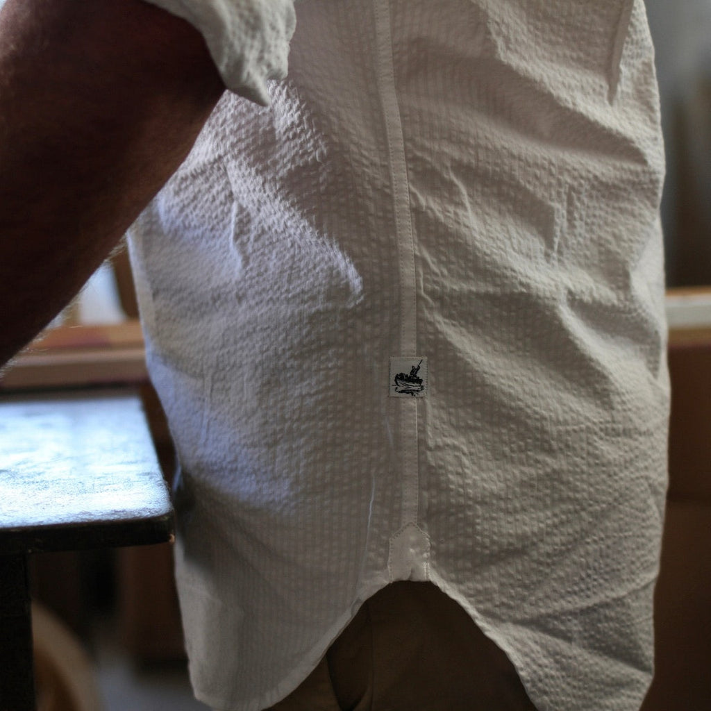 Captain's Seersucker Cotton Shirt - in White Shirts Atlantic Rancher Company   