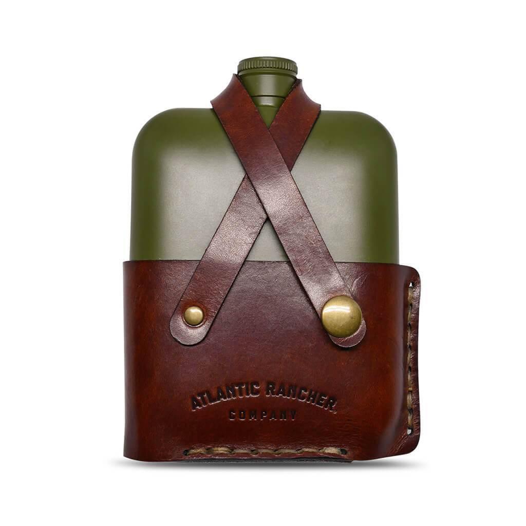 AR Leather Wrapped Marsh Flask Flasks Atlantic Rancher Company