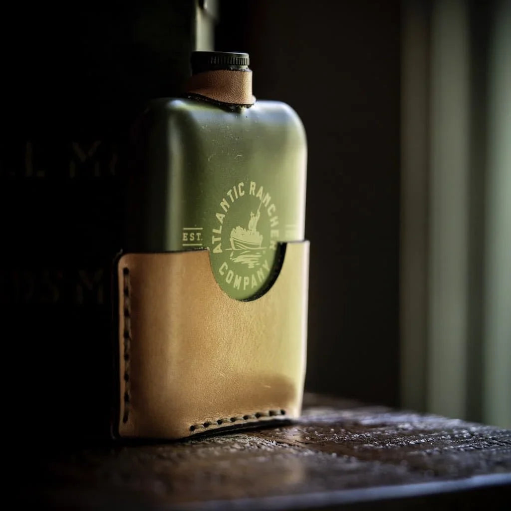 AR Leather Wrapped Marsh Flask Flasks Atlantic Rancher Company