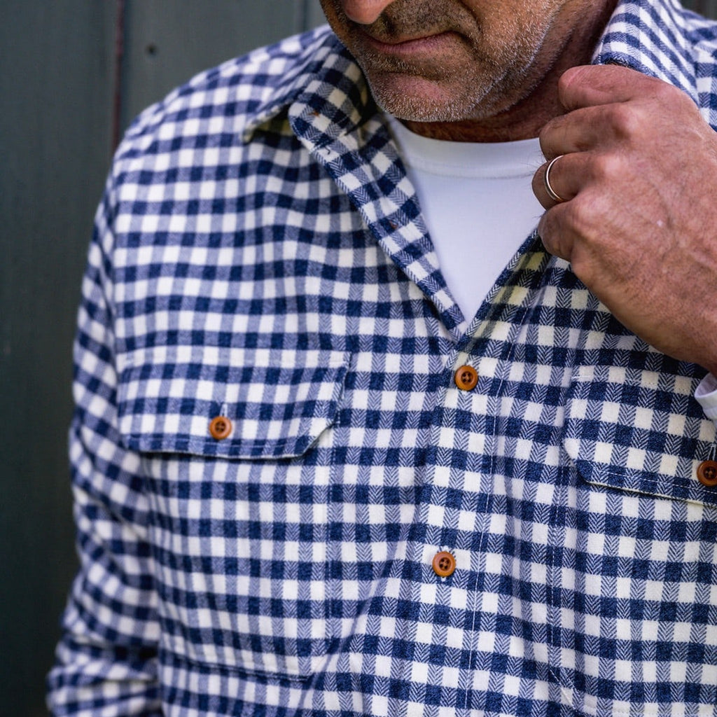 Bayman's Flannel Shirt - Blue / Cream Check. Final Sale - no exchanges, no returns Shirts Atlantic Rancher Company