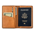 Leather Passport Case Handsewn in USA Leather Goods Atlantic Rancher Company Tan