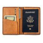 Leather Passport Case Handsewn in USA Leather Goods Atlantic Rancher Company Tan